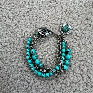 Lucky Brand Faux Turquoise and Silver Bracelet